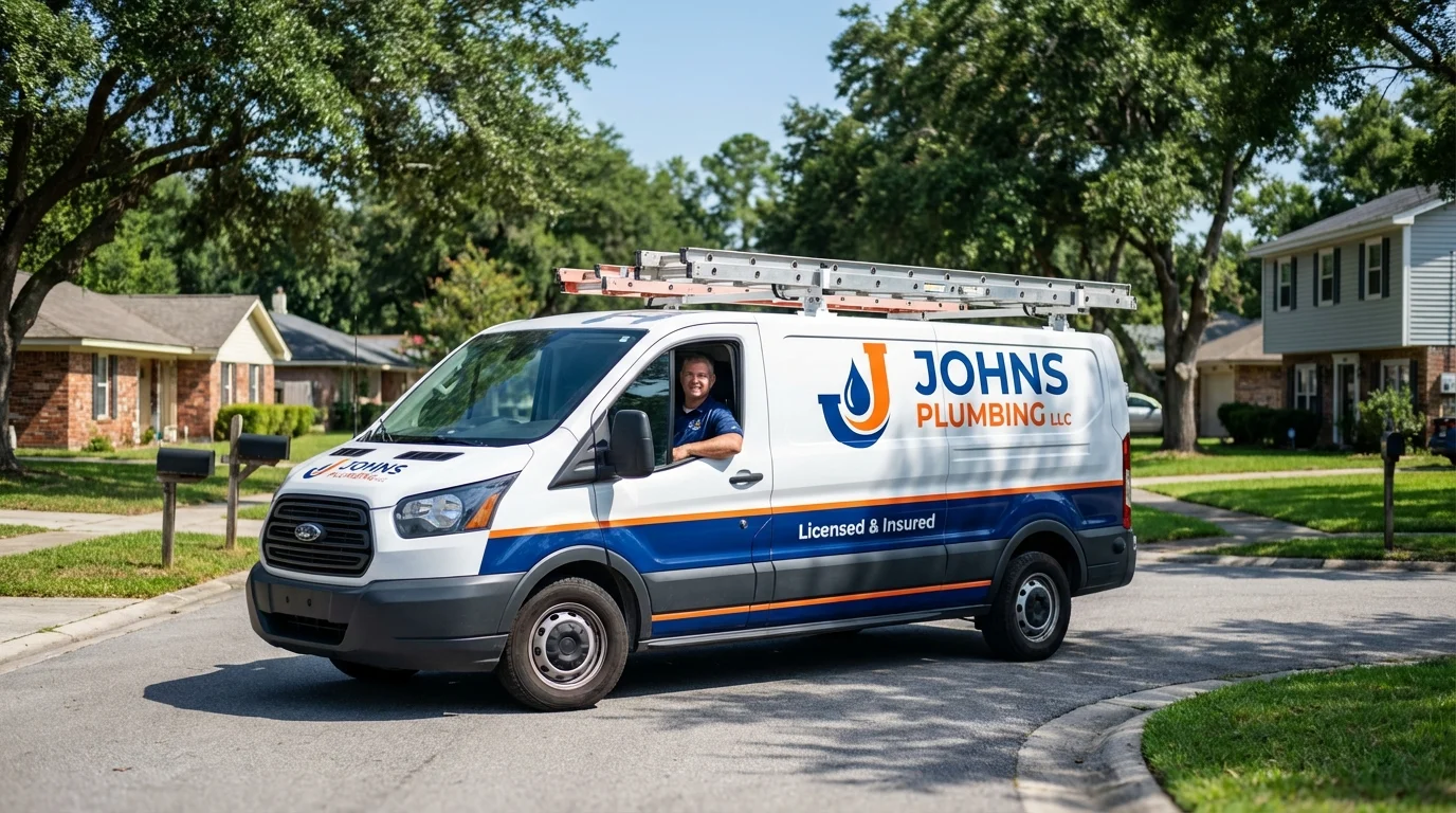 Johns Plumbing LLC service van in Red Springs, NC