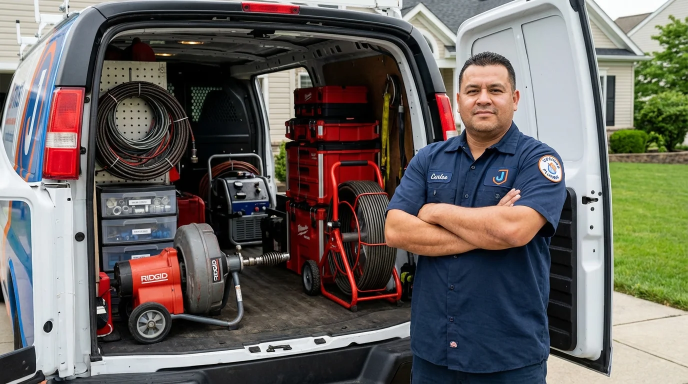 Professional drain cleaning equipment and Johns Plumbing LLC plumber in Red Springs