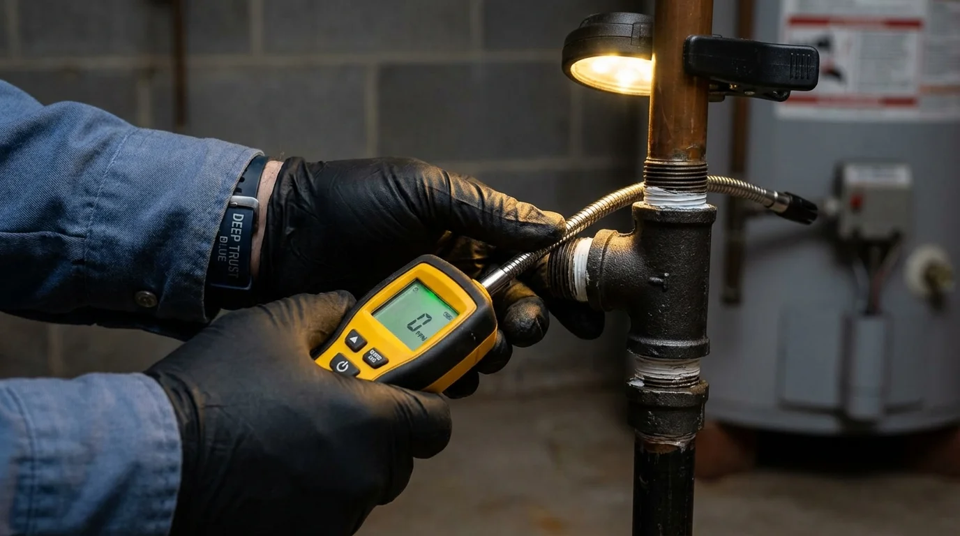 Gas leak detection with electronic sniffer by Johns Plumbing LLC in Red Springs